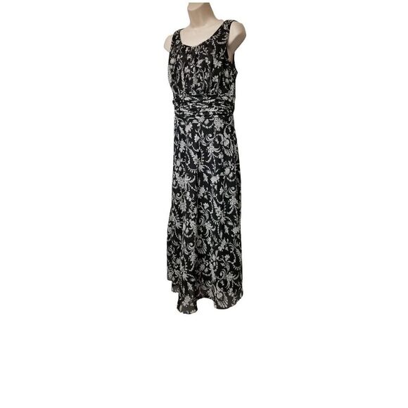 Studio 1940 Black & White Floral Chiffon Maxi/Long Dress 8 - Picture 3 of 9